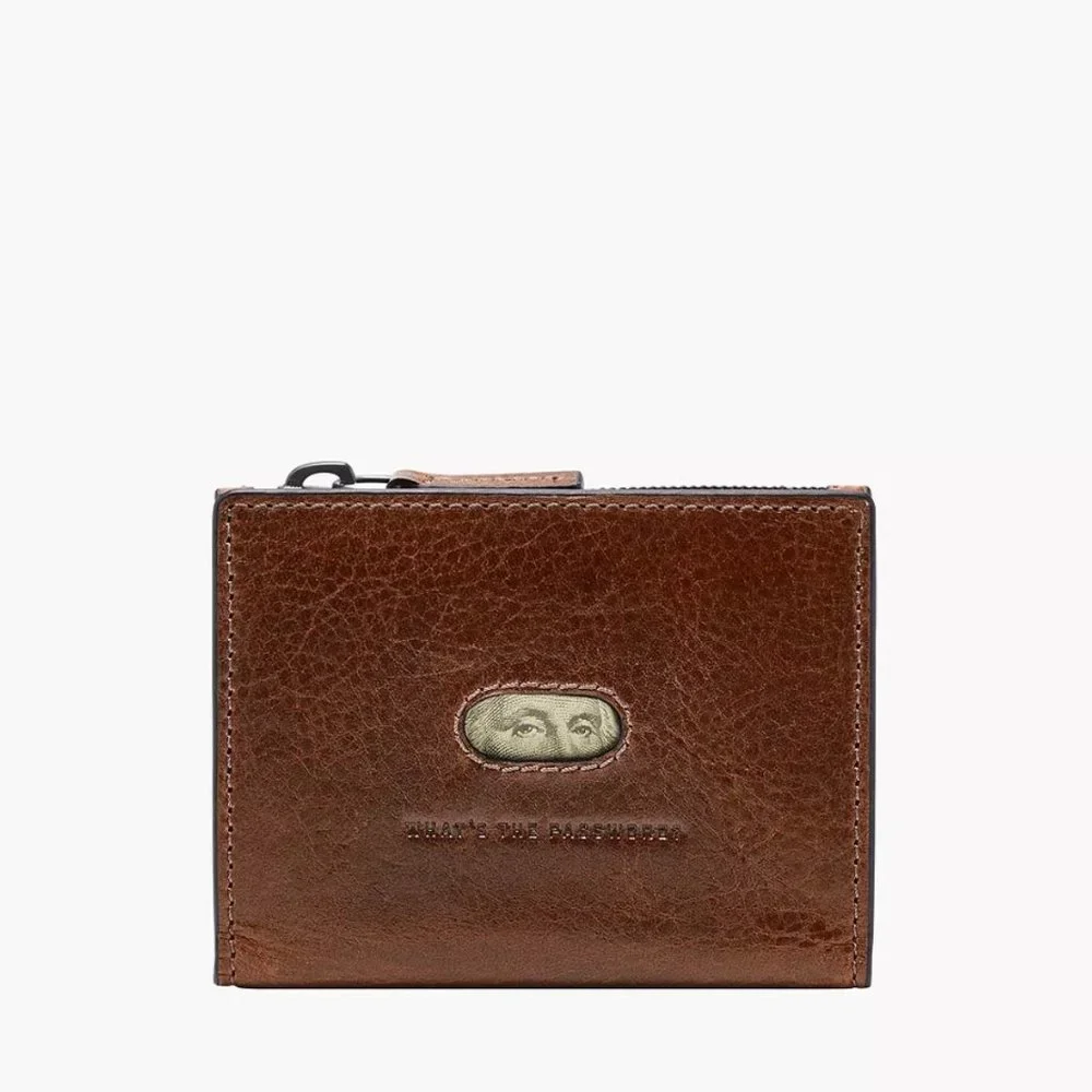 Fossil Andrew Leather Minimalist Zip Card Case Wallet